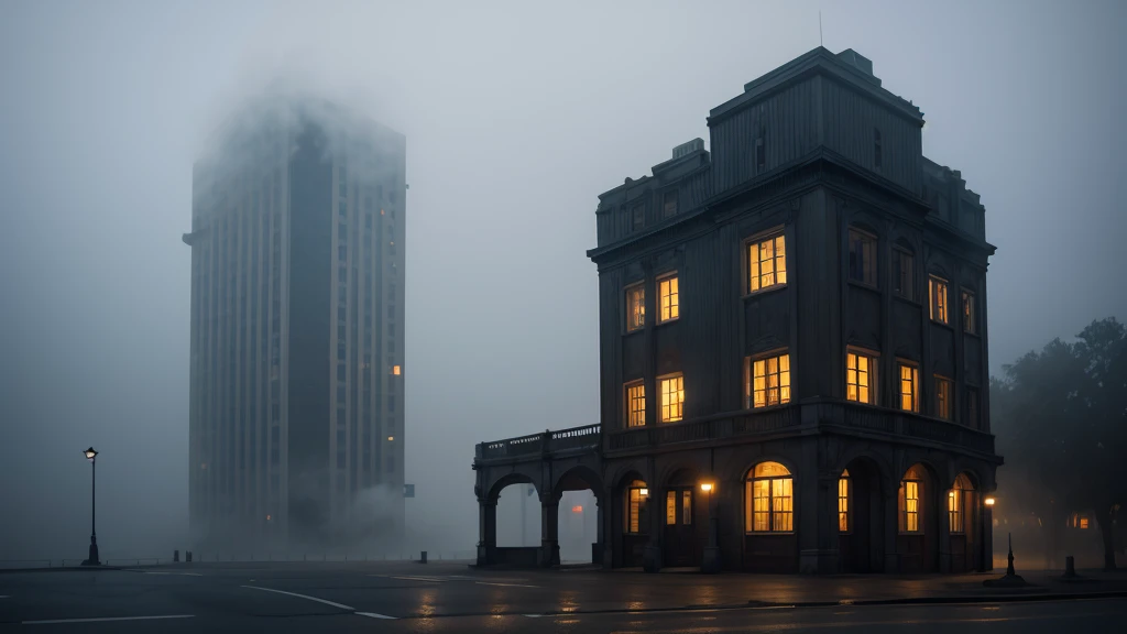 Foggy Night, A mysterious giant building