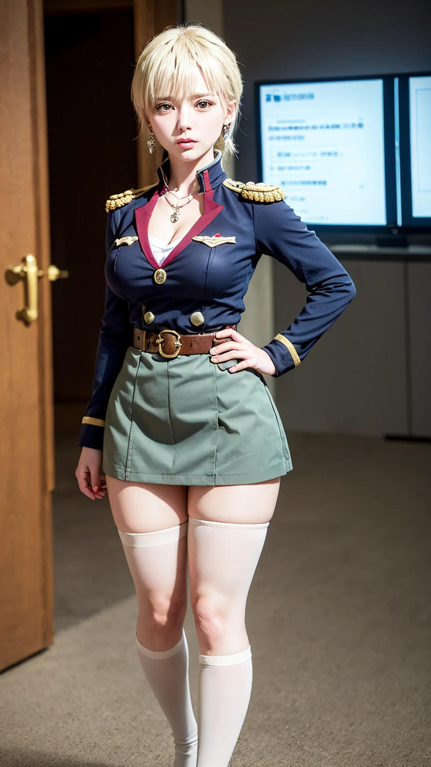 A female officer is attacked by a soldier、woman器にイタズラされる、(masterpiece: 1.3), (Maximum resolution: 1.2), (Ultra HD TV: 1.2), Cinematic Light, 8K resolution, Detailed facial features , (Sharp focus: 1.2),Perfect Style, Beautiful Face, Acura, Anatomically correct, Highly detailed face and skin quality感, Beautiful Eyes,Bright Eyes, Natural Cheeks, Glowing Skin, (Glossy Lips: 1.4),、 (A shameful expression: 1.2),Highly detailed face and skin quality, Natural Cheeks, , Glossy Lips,Exposed cleavage、(White mucus on chest:1.6)(White mucus on thighs:1.6)、、露出したwoman器、shame、Please open your knees、Weakness、tears、sorrow、、Spread your legs、、Sparkly little earrings and necklace、Disheveled clothes、stockings、Drenched in sweat、woman,1 person、blonde、Blonde、Blue-gray eyes、Green-gray eyes,(Miniskirt military uniform:1.4)、dissatisfaction、Masturbate、Soft Breasts、Healthy legs、Bare thighs、銃身をwoman器に挿入する、Panting、to be delighted、Climax