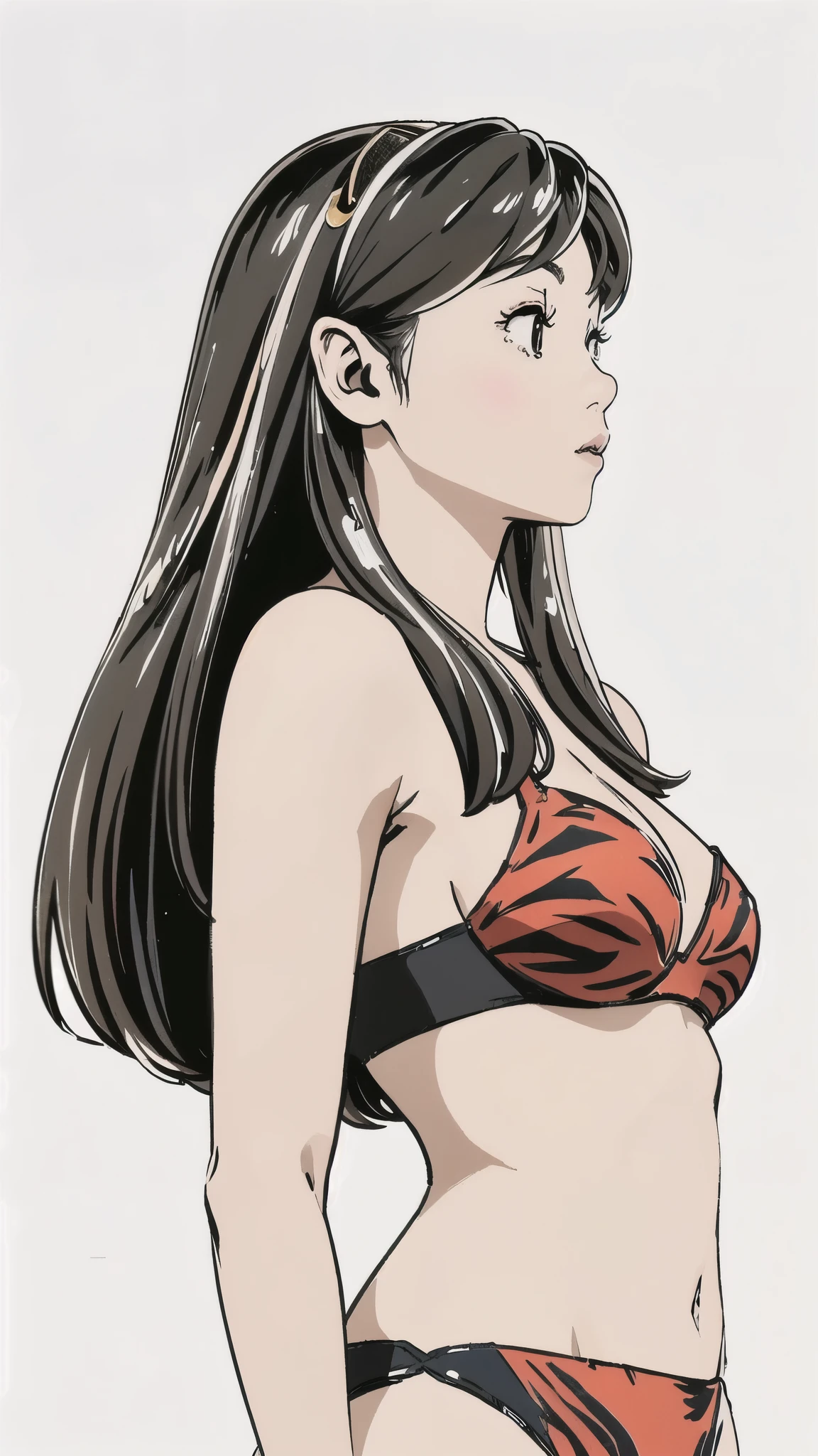 Ñ、コスチューÑ、bikini、Moderate bust、Upper Body、profile、look up、Simple Background、Highest quality、Masterpiece