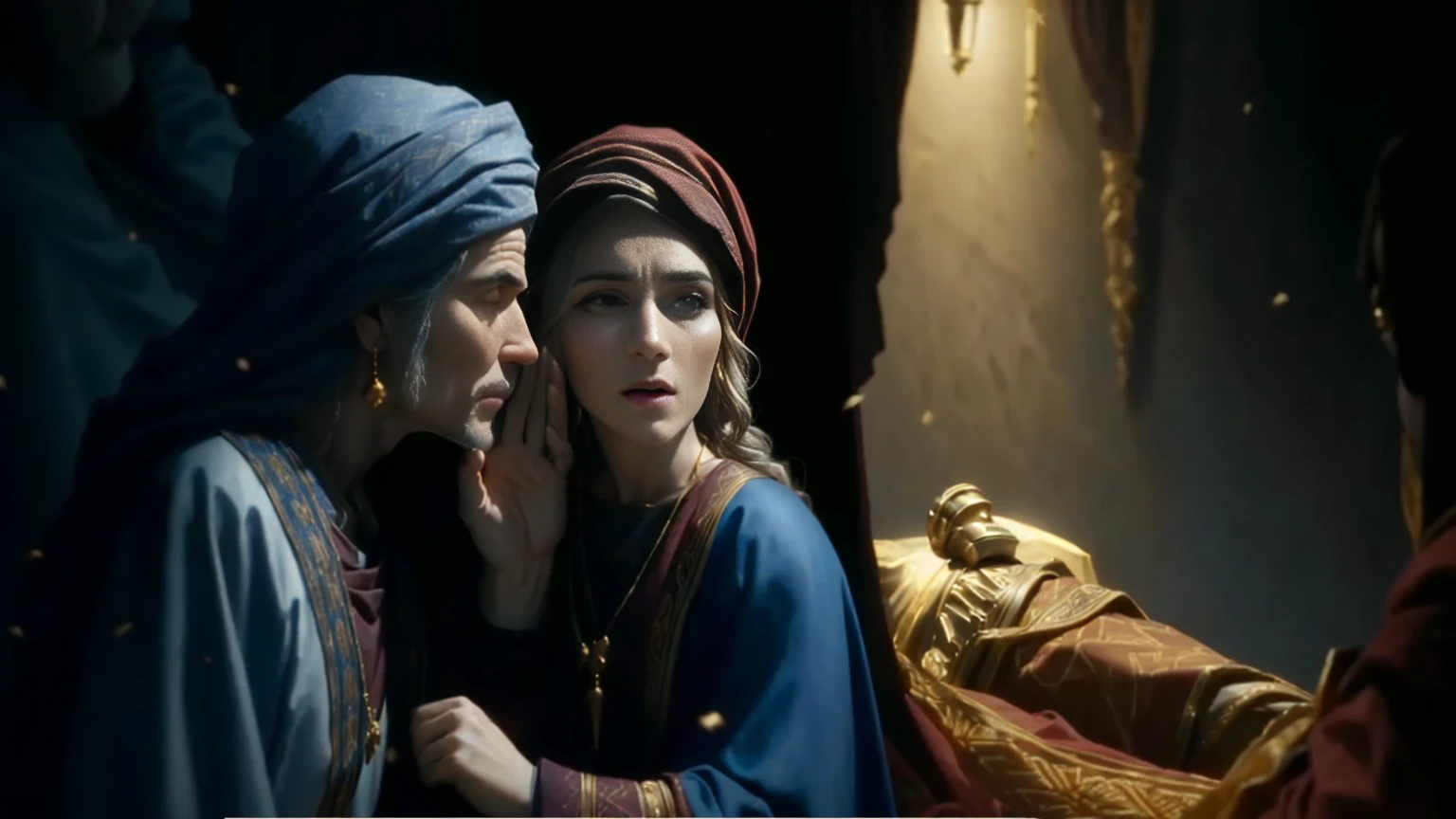 framed scene of a woman and a man in a nativity scene, biblical art lighting, biblical clothing, still from a live action film, screenshot from a movie, ( ( emma lindstrom ) ), biblical epic film, cena do filme live-action, 2 0 2 1 Cinematic 4K Frame Capture, kramskoy 4k, bible illustration, José and José