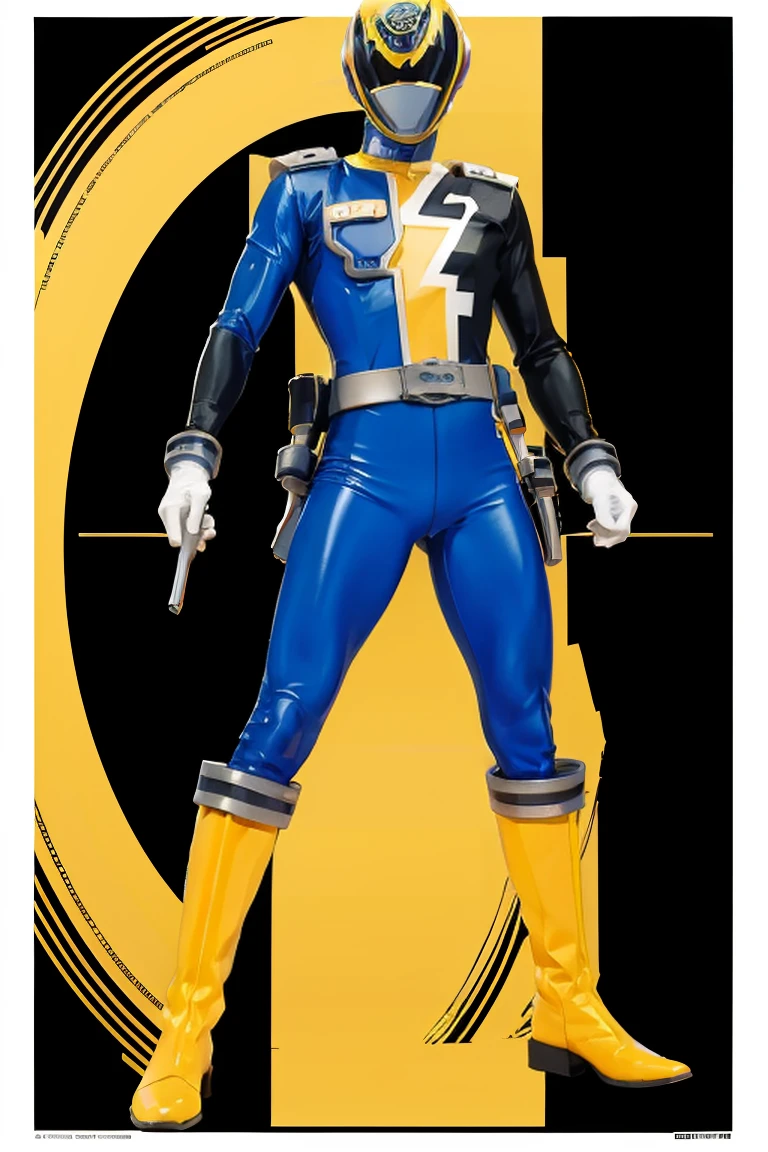 1boy, white, full body, Illustration, cinematic light, high resolution, best quality, ultra detailed, masterpiece, power suit, powerranger, suit, spd, (yellow ranger suit)),