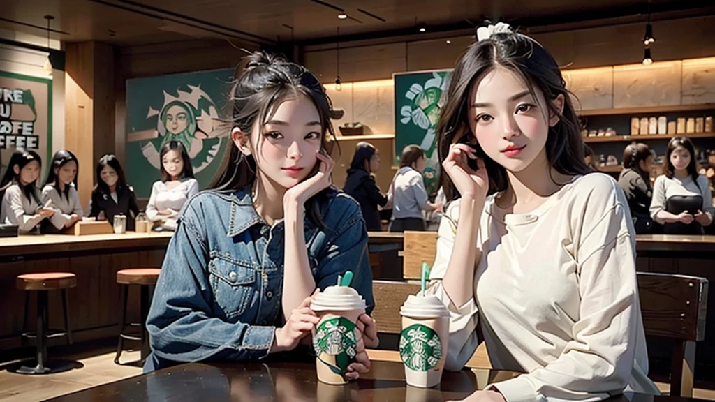 8K、RAW Photos、Highest quality、Super detailed、Super Resolution、Ultra HD、8K壁紙、Amazing details
(((Inside the Starbucks store)))、Woman sitting at a table by the window、16-year-old girl、((((Girls&#39; High School Uniforms))))、(((Eat cake、Drink coffee、smile)))、Emphasize cleavage
