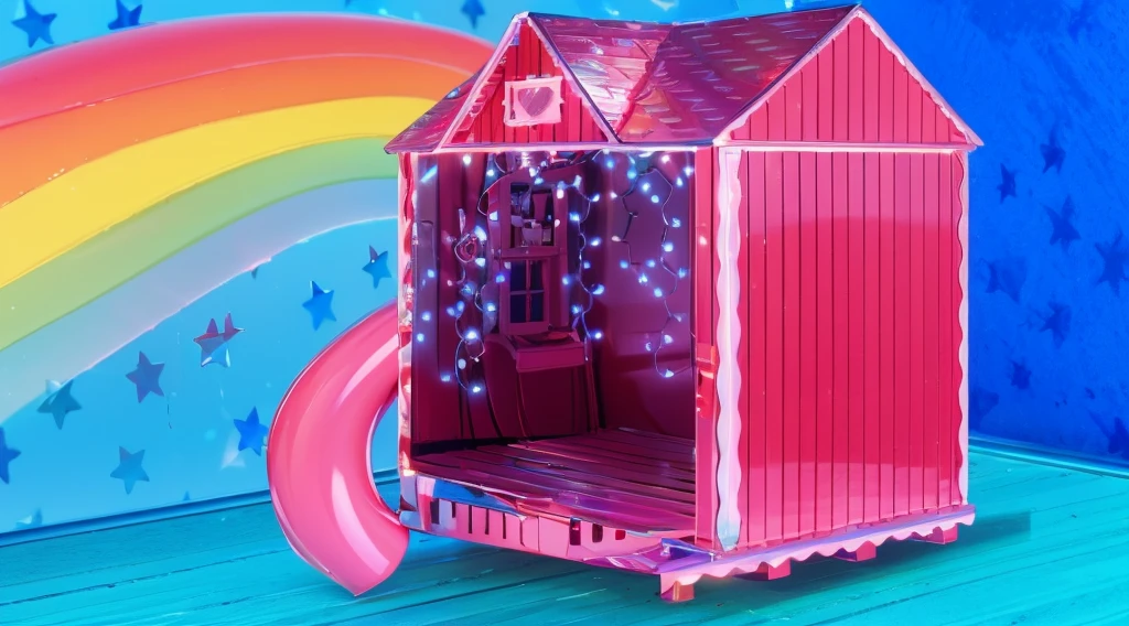 3d style, simplified design, 3d render, glossy texture, smooth 3d model, multiple light sources, rim light, sharp post effects render, (glossy plastic texture with multiple big light probe refractions), perfect cgi, smooth silhouette, high intensity refraction, (super glossy material), most beautiful vfx , blue background, plastic refractions, realistic, 4k, high resolution, rim light, photo shoot, commercial photo, profile shot, 4k, rim light, high resolution, 4k, glossy texture, smooth 3d model, multiple light sources, rim light, sharp post effects render, (glossy metallic texture with multiple big light probe refractions), perfect cgi, cgi art created only with gradients, smooth silhouette, high intensity refraction, (super glossy chrome material), most beautiful vfx, blue background, chrome metal refractions, multiple light sources, rim light, sharp post effects render, perfect cgi, digital art, detailed digital art, reflective, best quality, 4k, masterpiece:1.2, ultra-detailed, realistic, vivid colors, dark and moody lighting, The image of the highest quality, ensuring every detail is showcased perfectly. It in 4k resolution, allowing viewers to immerse themselves in the richness of the colors and intricate details. The realistic rendering. under the spotlight, reflecting, high-resolution image, realistic rendering, dark background, and rim light photorealistic The image features three characters standing in front of three houses. The characters are a red-haired mermaid, a purple cat, and an orange dog. They are each holding a yellow maraca