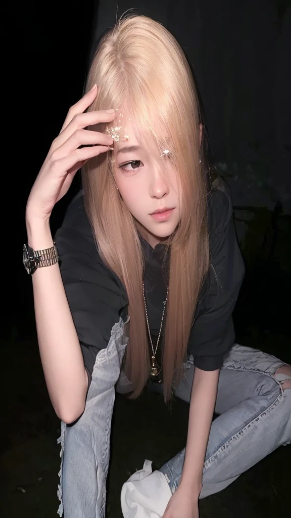 (8k, top quality, masterpiece: 1.2), (realistic, photorealistic: 1.37), super detail, one girl, wide angle of view, firefly garden, lots of small faint light and fireflies flying around, night