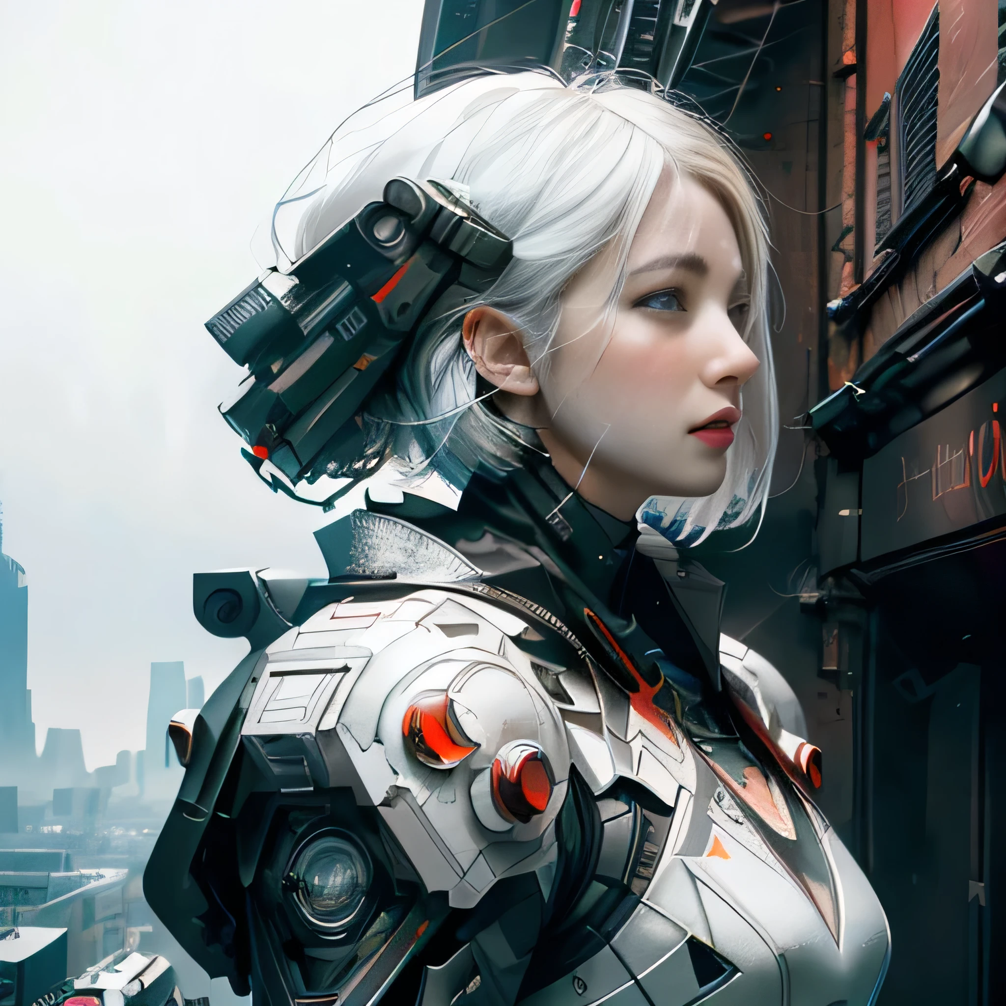 (1 girl:1.3), Alone, (((Very detailed face)))), ((Very detailed eyes and face.)))), beautifuls detalles ojos, body parts__, Official Art, unified 8k wallpaper, super detailed, beautiful and beautiful, beautiful, Masterpiece, Best Quality, Original, Masterpiece, super fine photo, Best Quality, super high resolution, realistic realism, sunlight, Full length portrait, extraordinary beauty, dynamic pose, delicate face, vibrant eyes, (FROM THE FRONT), He wears a Spider-Man suit., red and black color scheme, spider, fondo muy detallado del Ceiling de la ciudad, Ceiling, with city views, detailed face, detailed complex busy background, disordered, gorgeous, milky white, very detailed skin, realistic skin details, visible pores, clear focus, volumetric fog, 8k hd, DSLR, high quality, film grain, White skin, photographic realism, lomography, Futuristic dystopian megalopolis, translucent, eyes looking at the camera, Big , short hair,white hair ,full body,mecha,cyborg,robotic,long hair