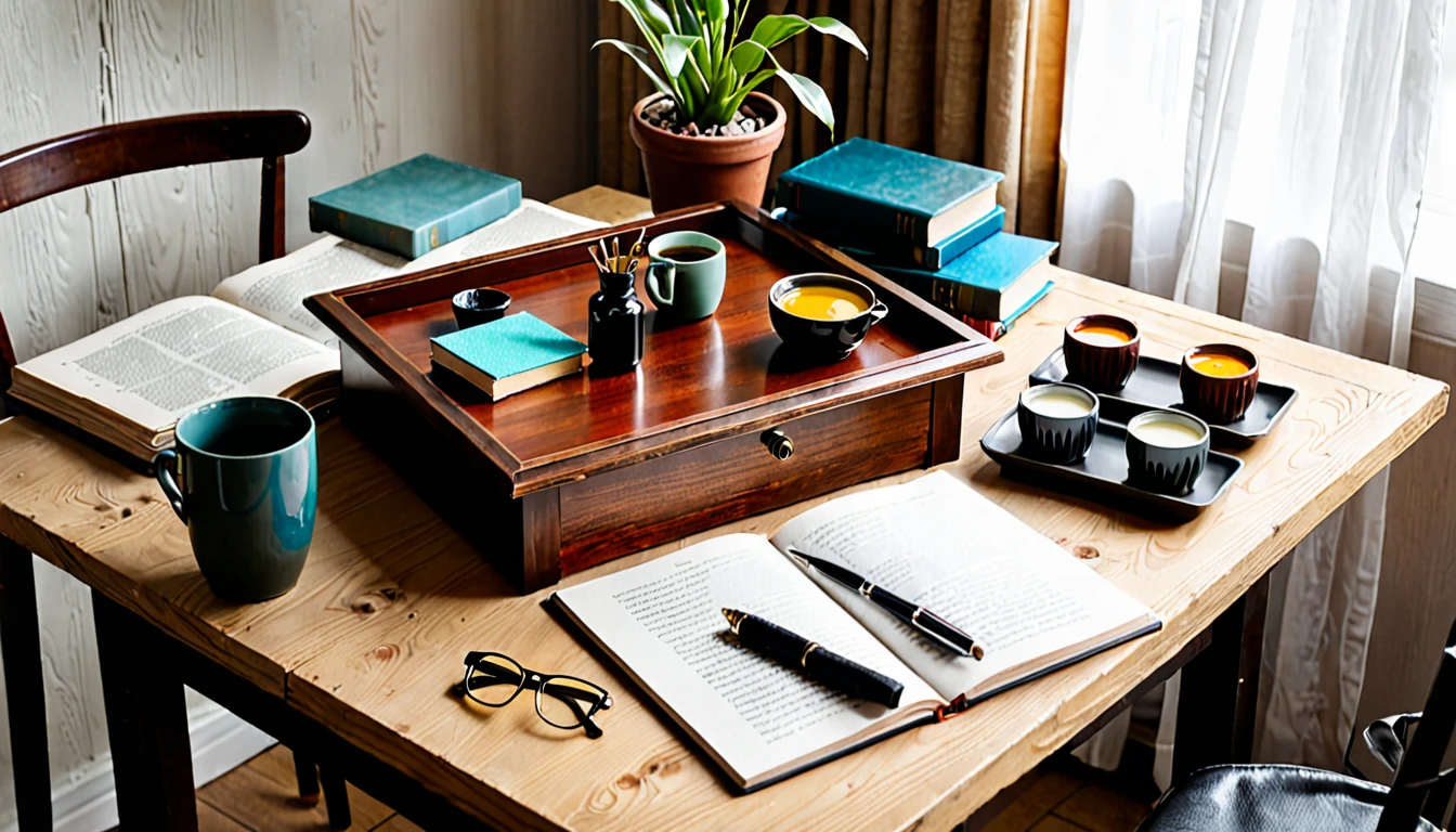 Small table with things on top. suspense image