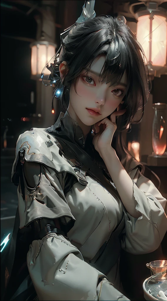 ((Best quality)), ((masterpiece)), (detailed:1.4), 3D, an image of a beautiful cyberpunk female,HDR (High Dynamic Range),Ray Tracing,NVIDIA RTX,Super-Resolution,Unreal 5,Subsurface scattering,PBR Texturing,Post-processing,Anisotropic Filtering,Depth-of-field,Maximum clarity and sharpness,Multi-layered textures,Albedo and Specular maps,Surface shading,Accurate simulation of light-material interaction,Perfect proportions,Octane Render,Two-tone lighting,Wide aperture,Low ISO,White balance,Rule of thirds,8K RAW,