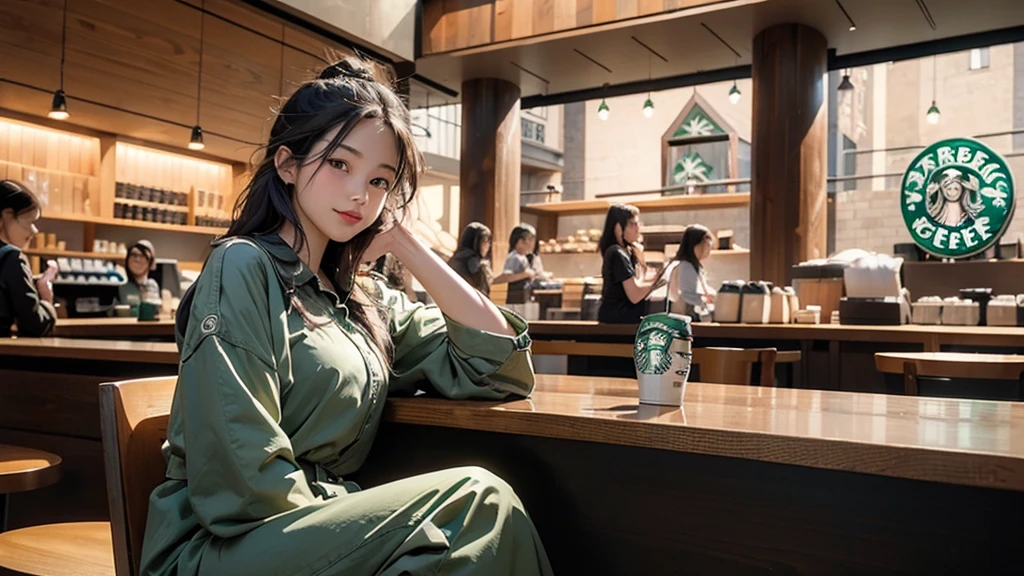 8K、RAW Photos、Highest quality、Super detailed、Super Resolution、Ultra HD、8K壁紙、Amazing details
(((Inside the Starbucks store)))、Woman sitting at a table by the window、、((((Girls' High School Uniforms))))、(((Eat cake、Drink coffee、smile)))、Emphasize cleavage