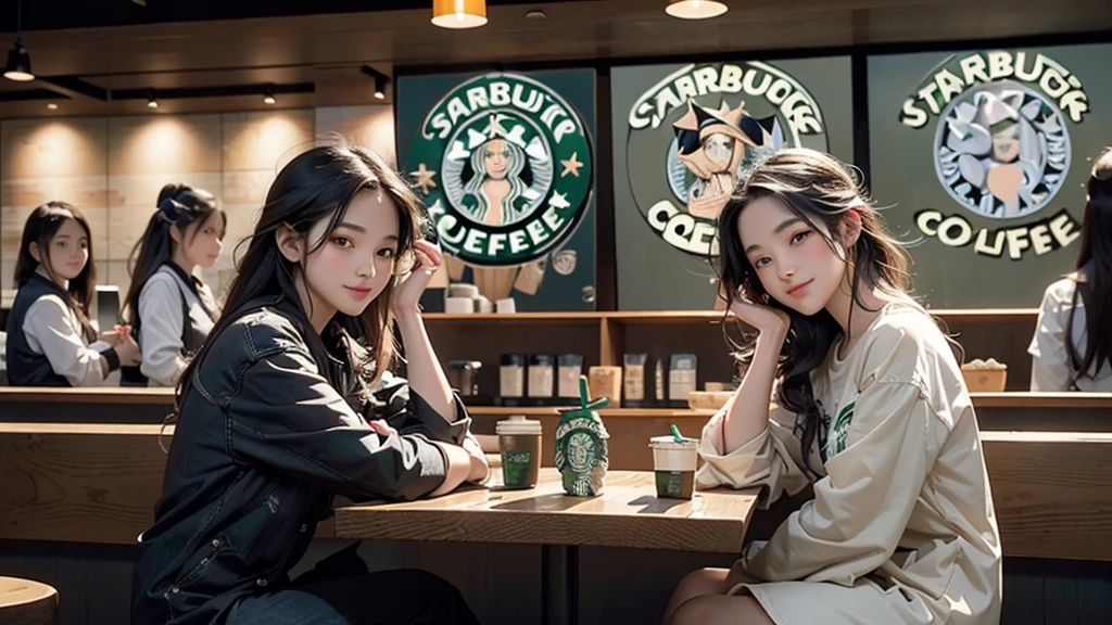 8K、RAW Photos、Highest quality、Super detailed、Super Resolution、Ultra HD、8K壁紙、Amazing details
(((Inside the Starbucks store)))、Woman sitting at a table by the window、16-year-old girl、((((Girls' High School Uniforms))))、(((Eat cake、Drink coffee、smile)))、Emphasize cleavage