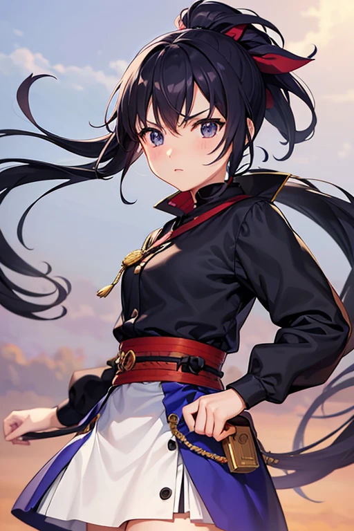 A girl in an anime、He has a protagonist-like quality and is a little active.、Ponytail Brave personality