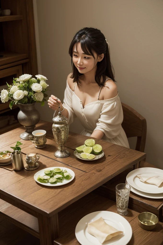 (tabletop, highest quallity), details Intricate), From the side, hinterland, natta, mature woman, ssmile, trunk, See your viewers, Hmph.6 ways.relics、((to throw、Woman showing her pussy))、I love juice、I'm inviting you to have sex,(nsfw)、 (spread pussy、Grab the crotch、uterus)、Sexually excited expression、flaccid, ample breasts、,(White curtain on the chest like a sling)、 (See-through lace bra with ruffles and tube top:1.6), choker:1.3,fists:1.3、(breasts bare:1.3)、maid clothes
