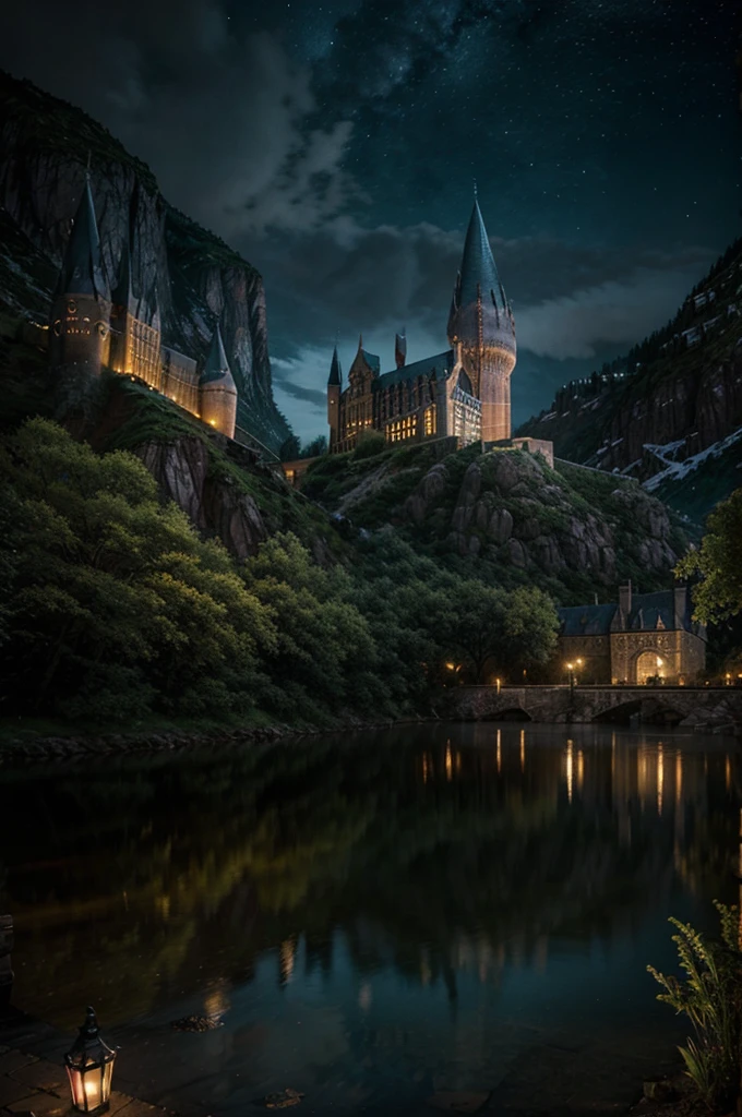 magical night at hogwarts, landscape,梟