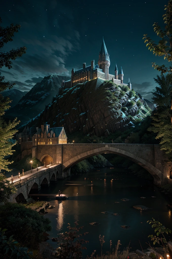magical night at hogwarts, landscape,梟