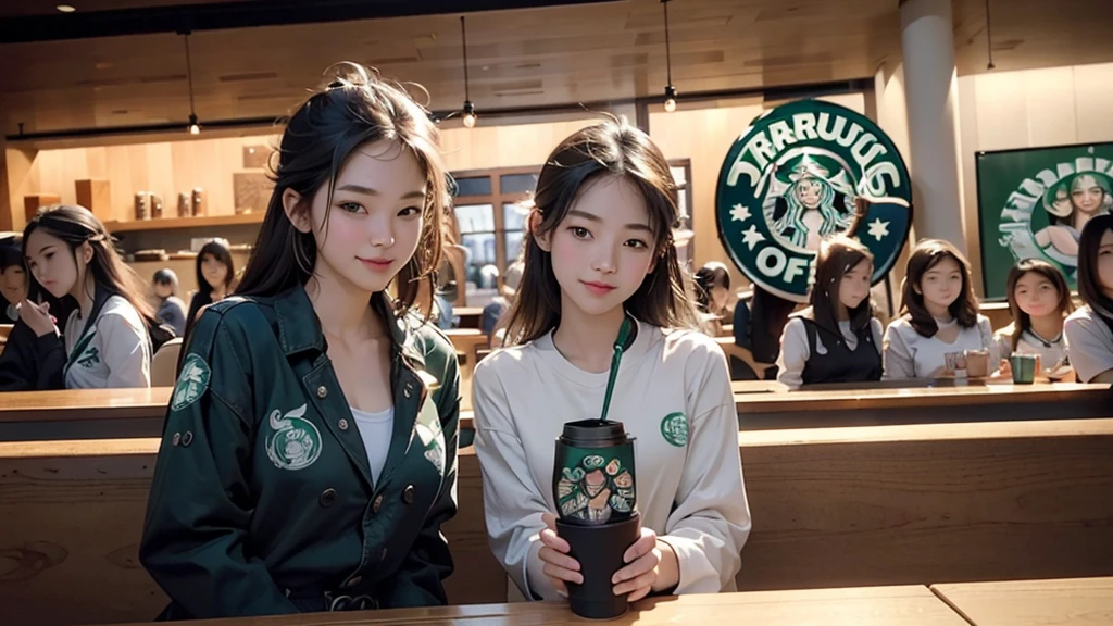 8K、RAW Photos、Highest quality、Super detailed、Super Resolution、Ultra HD、8K壁紙、Amazing details
(((Inside the Starbucks store)))、Woman sitting at a table by the window、16-year-old girl、((((Girls' High School Uniforms))))、(((Eat cake、Drink coffee、smile)))、Emphasize cleavage