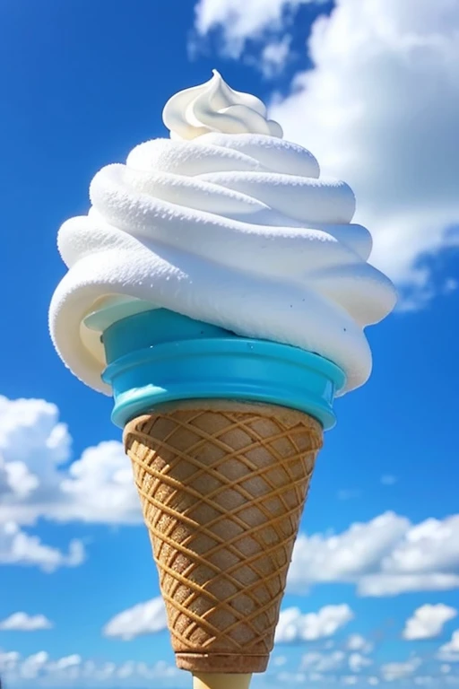 Blue sky with clouds like soft serve ice cream
