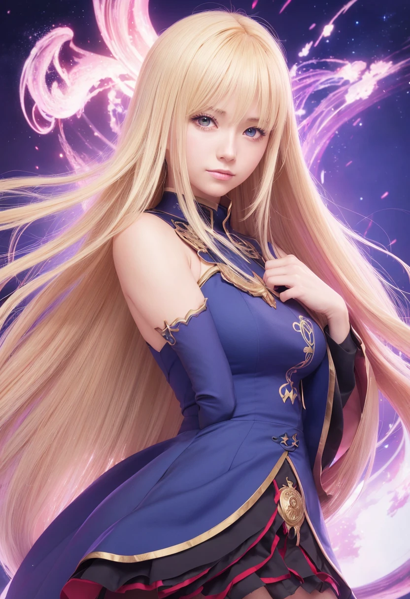 (8k, RAW photo, best quality, masterpiece:1.2), (realistic, photo-realistic:1.4), (extremely detailed 8k wallpaper), girl in blue dress with blonde hair and red tie, pixiv, rasquache, artoria pendragon, blonde anime girl with long hair, marisa kirisame, marin kitagawa fanart, anime moe artstyle, waifu, sh, anime style like fate/stay night, official artwork, anime best girl