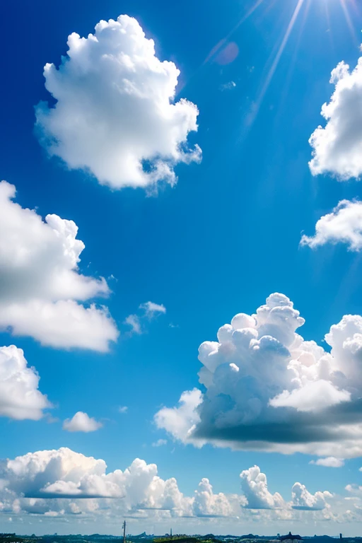 Blue sky with clouds like soft serve ice cream