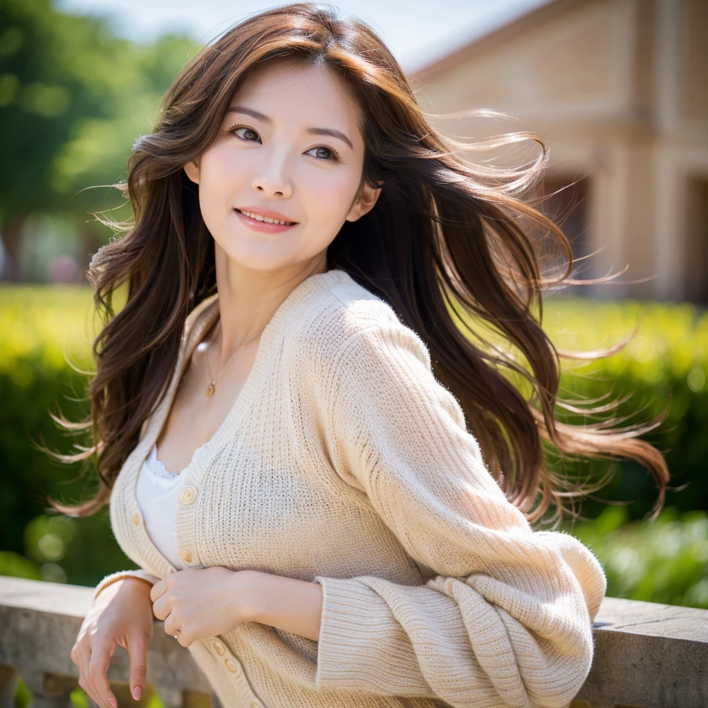 Beautiful mature woman with wavy long hair, she is alluring, Ultra-high resolution,(Realistic:1.4), ((Highest quality)), ((masterpiece)), (be familiar with),