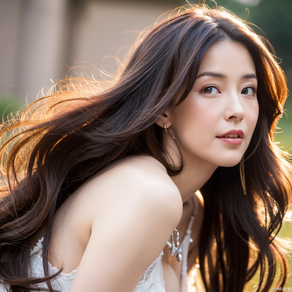 Beautiful mature woman with wavy long hair, she is alluring, Ultra-high resolution,(Realistic:1.4), ((Highest quality)), ((masterpiece)), (be familiar with),