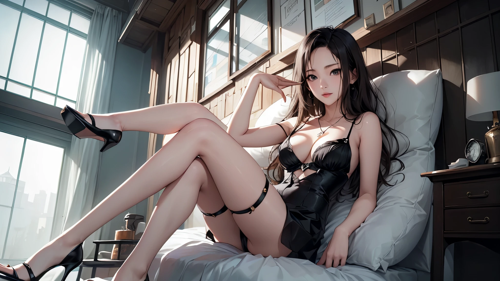 japanese woman model、White and fine nakedness、Upper body naked、Fishnet stockings for feet、tiny chest、Delicate body、Double eyes、fine black hair、realisitic