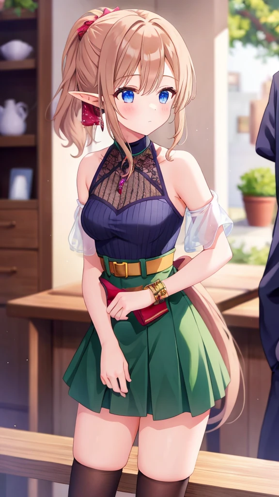one girl, elf, girl focus, pony tail