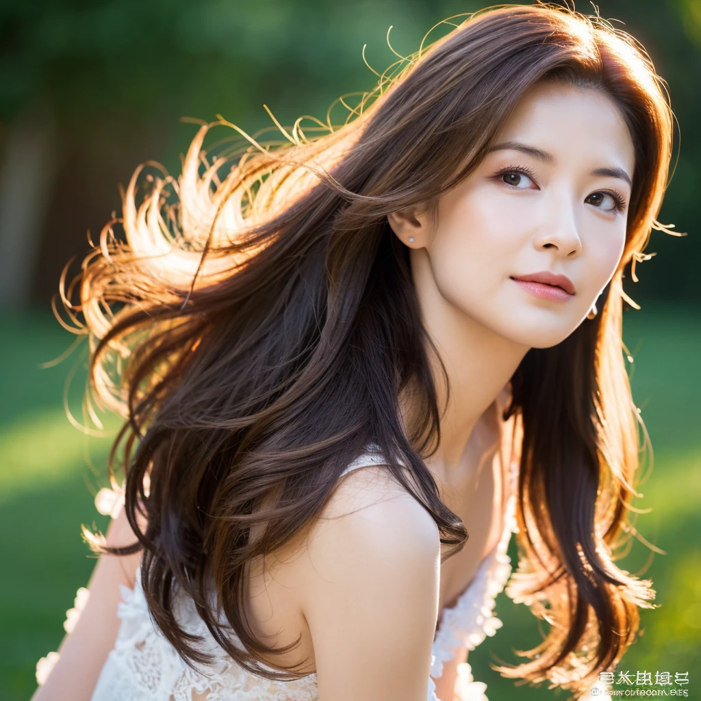 Beautiful mature woman with wavy long hair, she is alluring, Ultra-high resolution,(Realistic:1.4), ((Highest quality)), ((masterpiece)), (be familiar with),