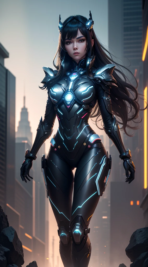 unreal engine:1.4,UHD,The best quality:1.4, fotorrealist:1.4, skin texture:1.4, Masterpiece:1.8,A mechanical girl of the future,shiny metal,Brilliant robotic movements,ethereal,futuristic tech,Advanced artificial intelligence,Cityscape illuminated with neon lights,Metal exoskeleton,highly detailed facial features,bright LED eyes,Meticulously crafted faux leather,Extravagant futuristic fashion,floating above the ground,Exploring the urban landscape,futuristic tech,Exquisite craftsmanship,Metal limbs with intricate designs,Seamless integration of humans and machines,surrealist,Otherworldly atmosphere,Utopian cityscape in the backdrop,Advanced weaponry integrated into its body,emitting a soft and vibrant glow,Expressive and captivating look,Superhuman strength and agility,Adopt a posture of confidence and power,High-resolution portrait with vibrant colors and intricate details,Awesome,Stunning works of art. (The best quality,4k,8k,High Resolutions,Masterpiece:1.2),ultra detailed,(realist,fotorrealist,fotorrealist:1.37),HDR,UHD,Studio lighting,ultrafine paint,sharp focus,physically based representation,extreme detail description,professional,vivid colors,bokeh,portraits,conceptual artists