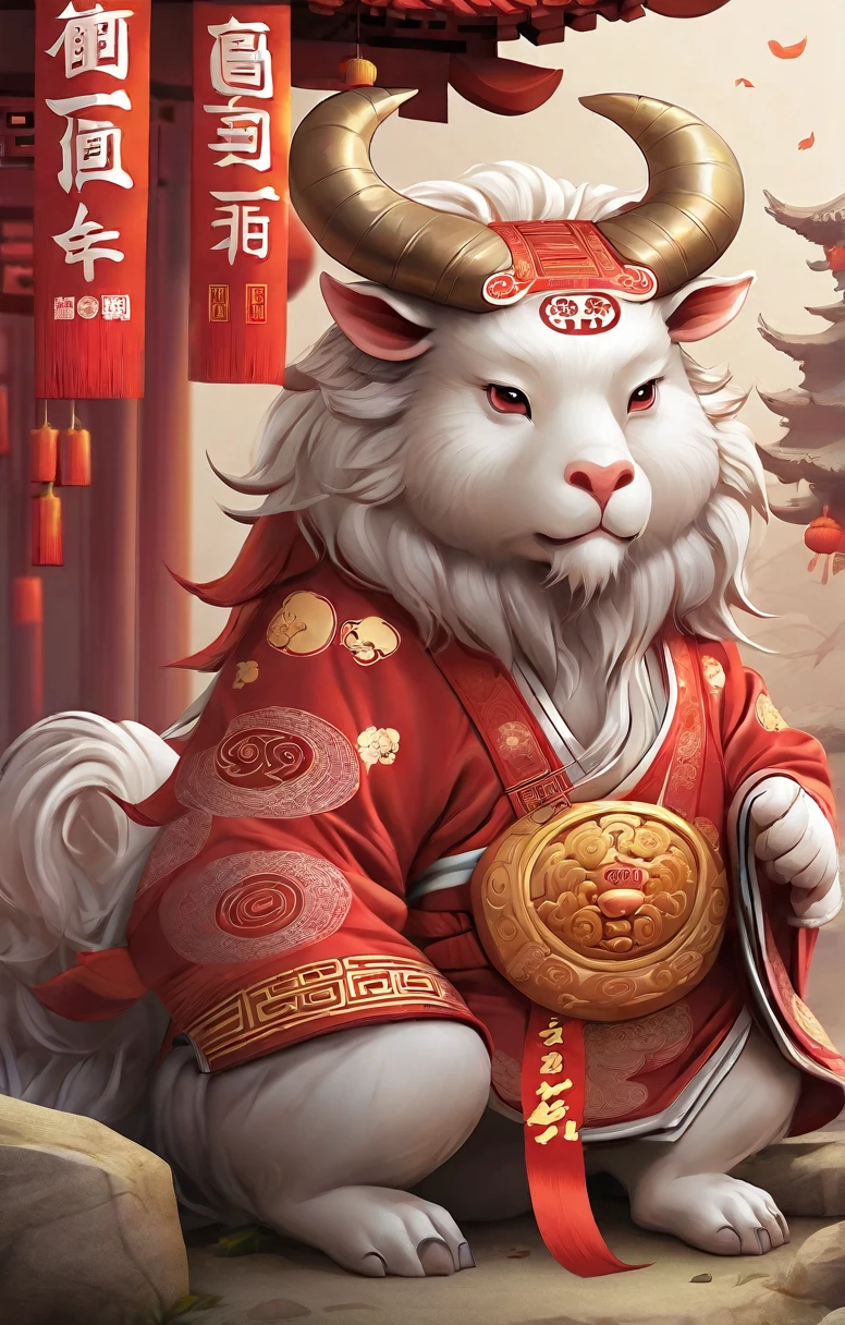 Chinese zodiac illustration탁구 라켓을 들고 있는 사무라이 개의 왕,
Chinese zodiac illustration
