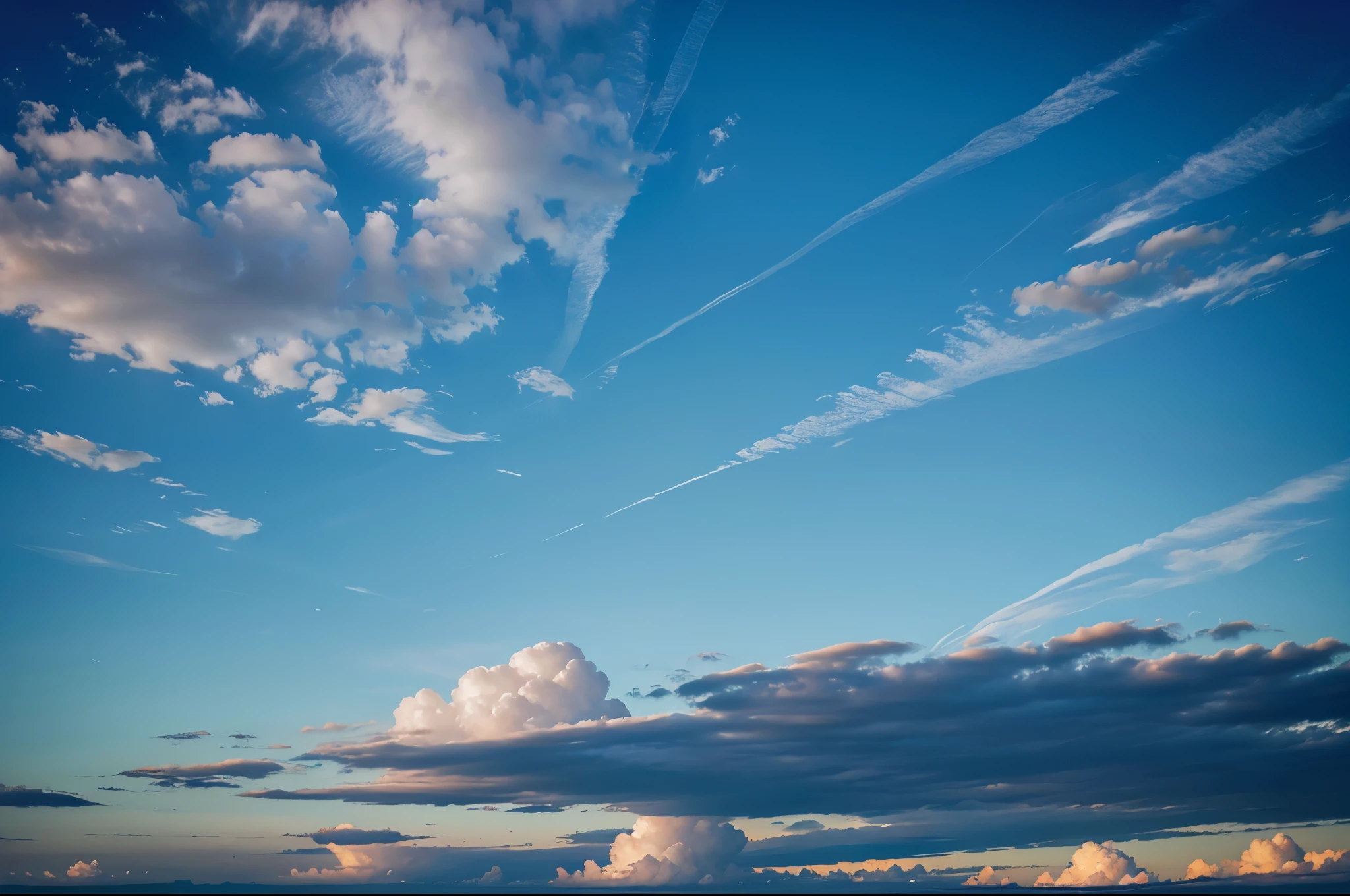 Calm sky with colorful serene cloudscape Ethereal and heavenly atmosphere