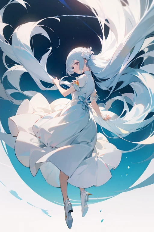 a drawing of a woman in a dress with a long hair, nico wearing a white dress, inspired by Giambattista Pittoni, wearing a white flowing dress, clear outfit design, fashion study, inspired by Gao Qipei, fashion concept art, wearing a flowing dress, inspired by Otake Chikuha, outfit design, inspired by Yukihiko Yasuda