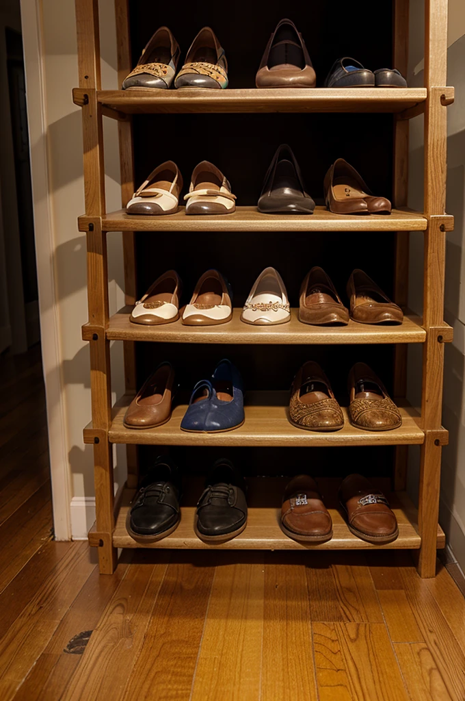 There are no people's shoes on the shoe rack and there are only my shoes on the rack (as high as the place in the house) 