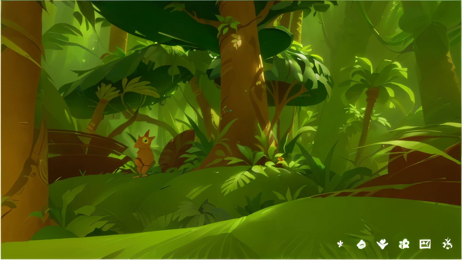 there is a cartoon picture of a jungle with a lot of trees, stylized vegetation, 3d render stylized, jungle environment, game asset of plant and tree, stylized as a 3d render, stylized 3d render, art nouveau jungle environment, 3d stylize scene, fantasy forest environment, overgrown jungle environment, rendered in unity 3d