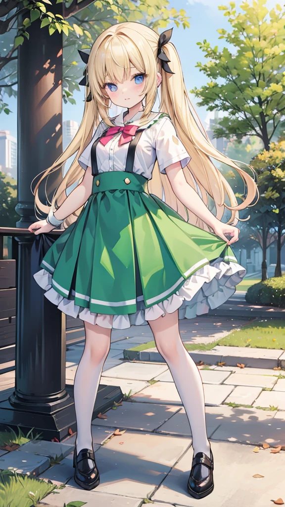 Cosplay Girl in park showing pussy in open skirt 