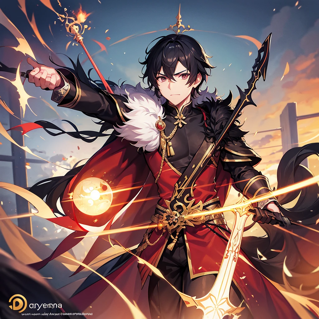 Draw Male Servant, Fate Grand Order, Thailand, King Naresuan the Great, Black hair, Odd eye, Red Sniper rifle Weapon, Archer Class