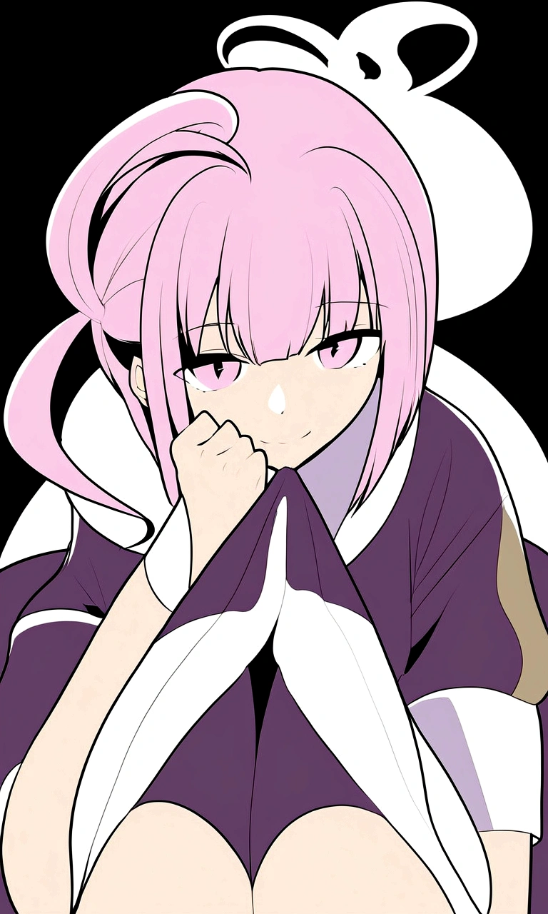 (((Solo)))、(whole body)、(From above at an angle)、(((Wearing a black hood)))、Best illustrations、Best Quality、(23 years old)、(The same face:1.1),Medieval Fantasy,(White Background)、(Pink Hair、Very Short Hair、Align your bangs)、(((Long sleeve、Black Robe、pants、Knee-high boots)))、Fighting stance、(get annoyed、Sweat、Open your mouth、Look at the top right)、Chased