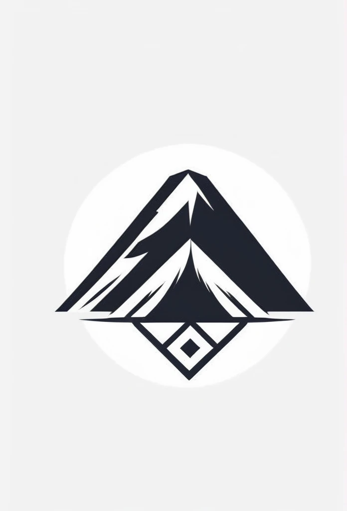 Construction company logo, slightly Japanese style design, monotone emblem, pretty cool, pure white background