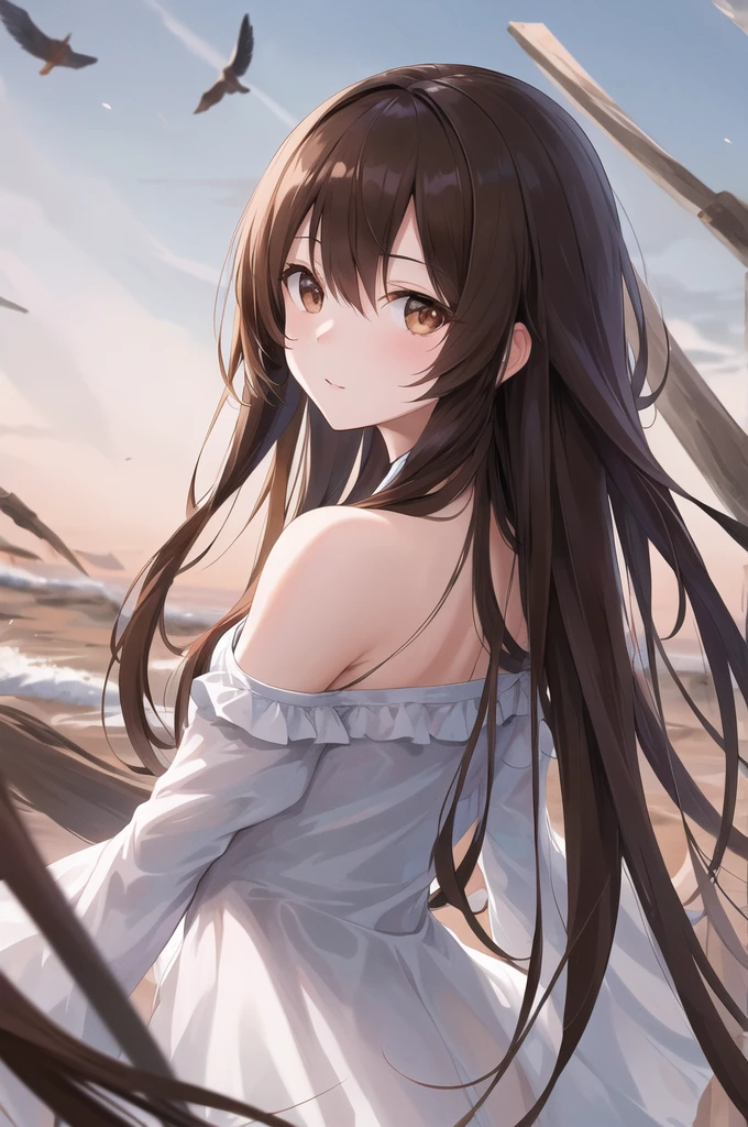 masterpiece, Highest quality, High resolution, aayoshino, Long Hair, Twin Blade, Brown eyes, Hair that falls over the shoulders, Lillian Girls' Academy uniform、Standing posture、whole body