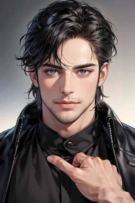 (best quality,4k,8k,highres,masterpiece:1.2),ultra-detailed,(realistic,photorealistic,photo-realistic:1.37),30 year old man,3 day beard,handsome anime,portraits,strong,masculine,dark hair,sharp jawline,mesmerizing eyes,perfectly styled hair,cool anime outfit,confident expression,vibrant colors,dynamic lighting, CEO and expression smile in love.
