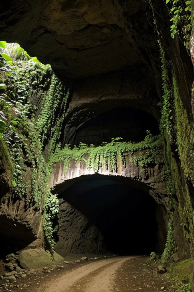 The same, selva tropical, Prohibited, cave, cavern in the shape of a reptile&#39;s eye, Rocks, Sinister