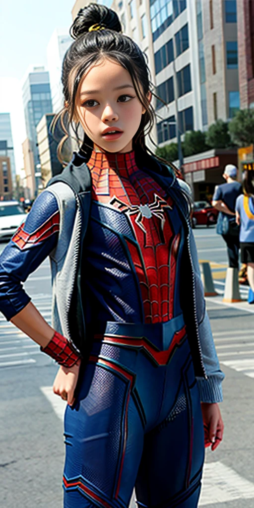 Jenna Ortega dressed as Spider-Man 