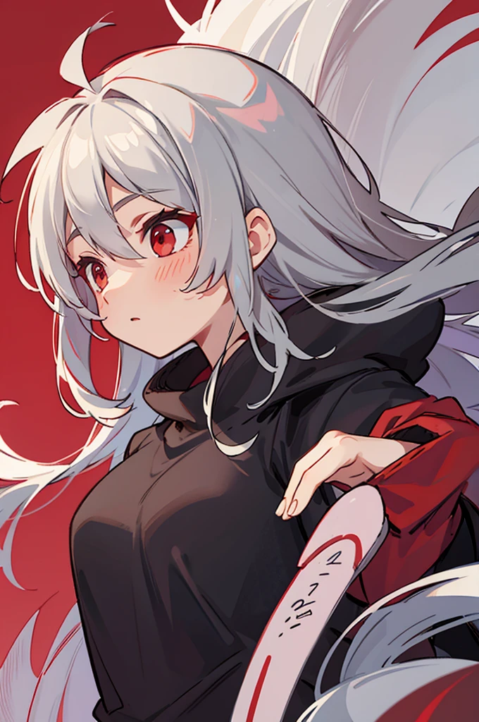 gray hair, red eyes, long hair, , Balaur