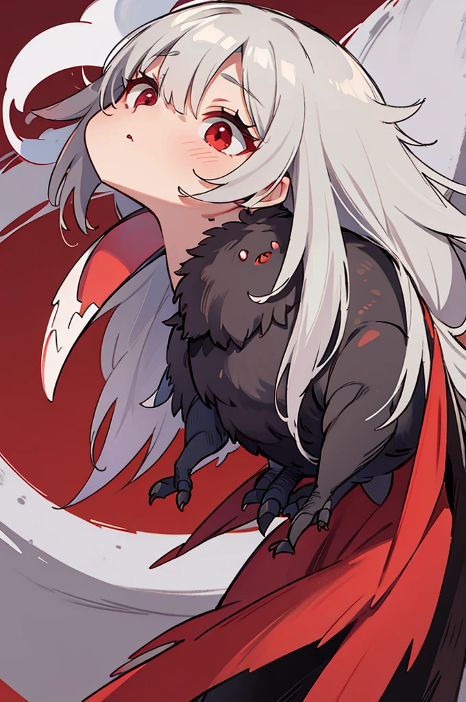 gray hair, red eyes, long hair, , Balaur