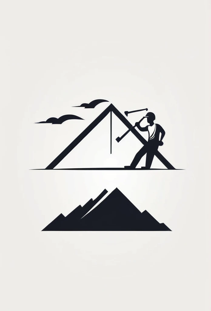 A logo for a construction company. A very cool monotone design with a slightly Japanese feel. The background is pure white.