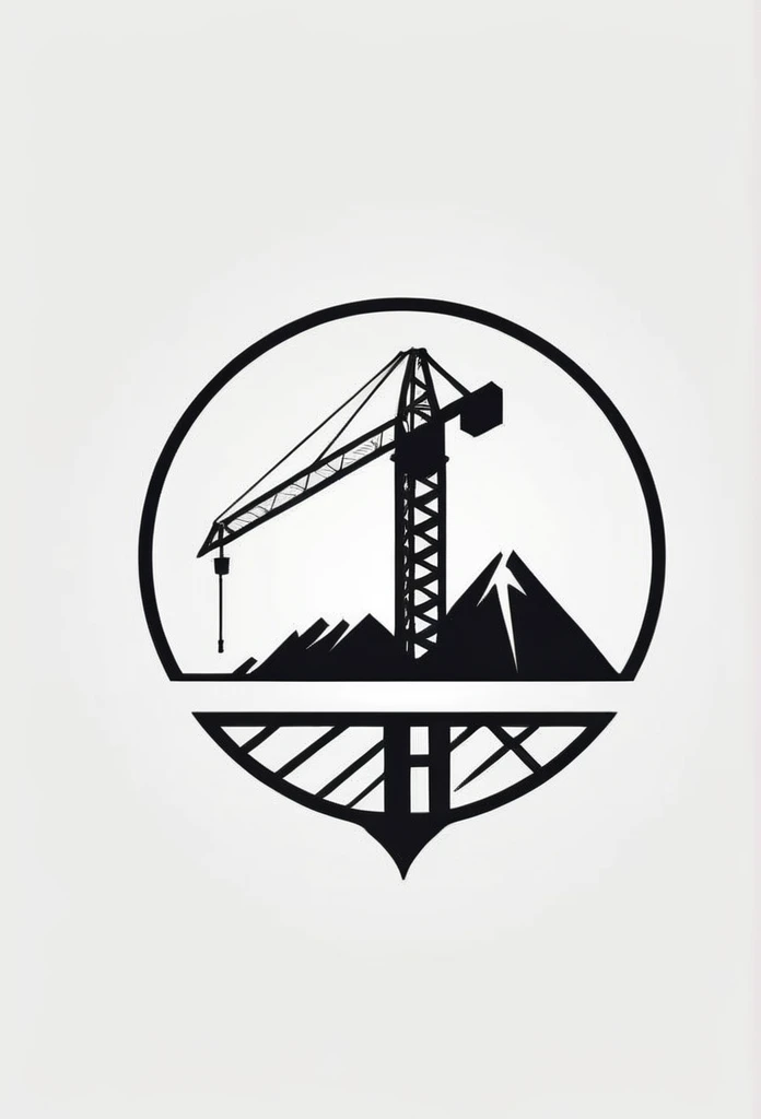 A logo for a construction company. A very cool monotone design with a slightly Japanese feel. The background is pure white.