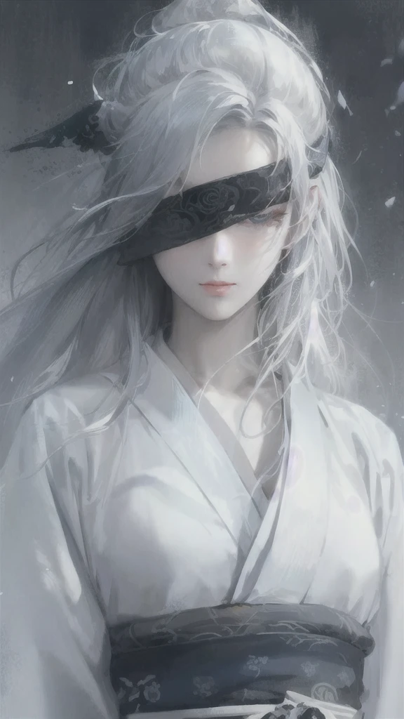 a close up of a woman with white hair and a white mask, beautiful character painting, guweiz, artwork in the style of guweiz, white haired deity, by Yang J, epic exquisite character art, stunning character art, by Fan Qi, by Wuzhun Shifan, guweiz on pixiv artstation