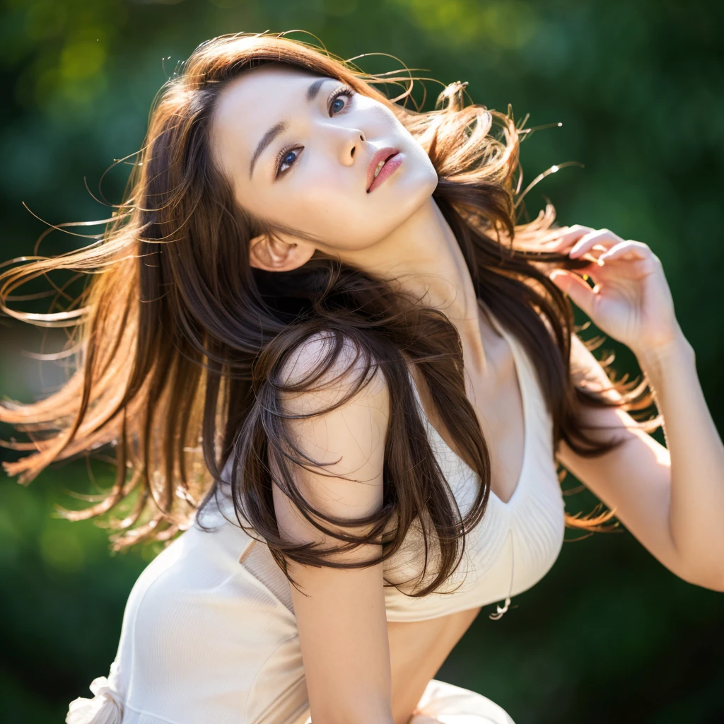 Beautiful mature woman with wavy long hair, she is alluring, Look at me, Ultra-high resolution,(Realistic:1.4), ((Highest quality)), ((masterpiece)), (be familiar with),