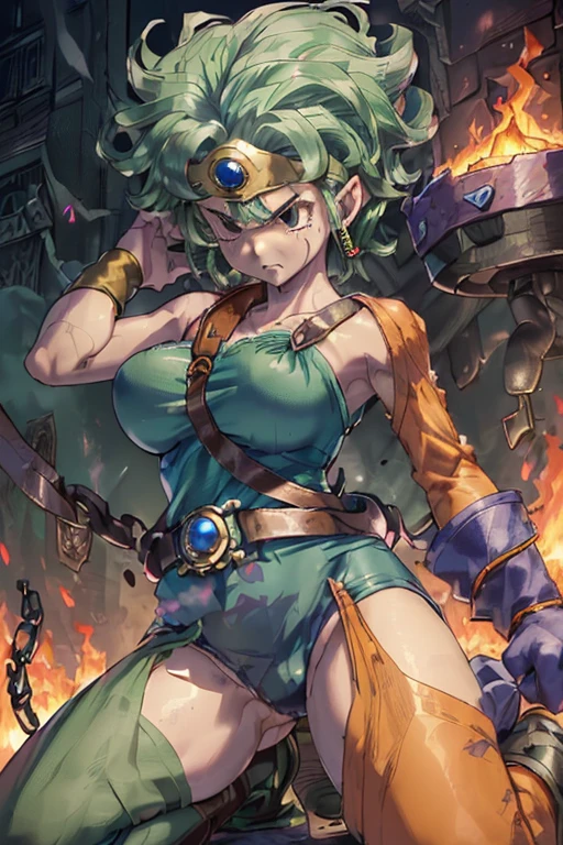 (((Dragon Quest 3 Costumes)))、distinct、、(((Whole body expression))),(((Sage)))、(((I almost died)))、(((Go down)))、(((suffering)))、(((Clothes are torn)))、((Make the most of your original images))、((The clothes are severely torn))、((Bloodstained))、((Stockings are torn))、((Best image quality、8K))、Ultra-high resolution、(((On one knee)))、(((Hands tied with chains))),(((I'm fainting))),(((Bleeding from many wou(My chest is about to burst)))、(((The flames burn on the clothes)))、(((Hot air makes it hard to breathe)))、(((The costume is torn)))、(((Under attack from the enemy)))(((My whole body was electrocuted、numb)))。