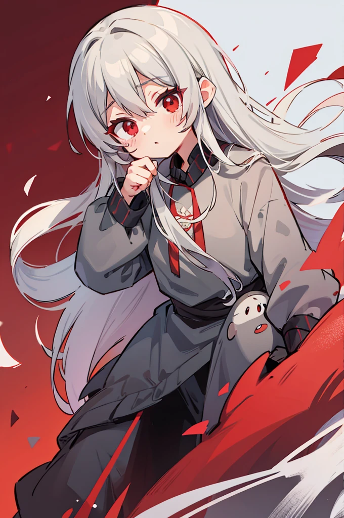 gray hair, red eyes, long hair,  , Balaur