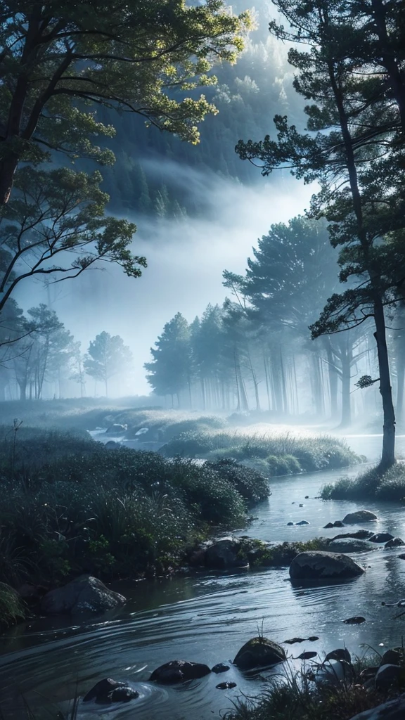 白い梟, in the misty Hogwarts forest at night,Photorealistic, precise and high quality,Covered in white mist