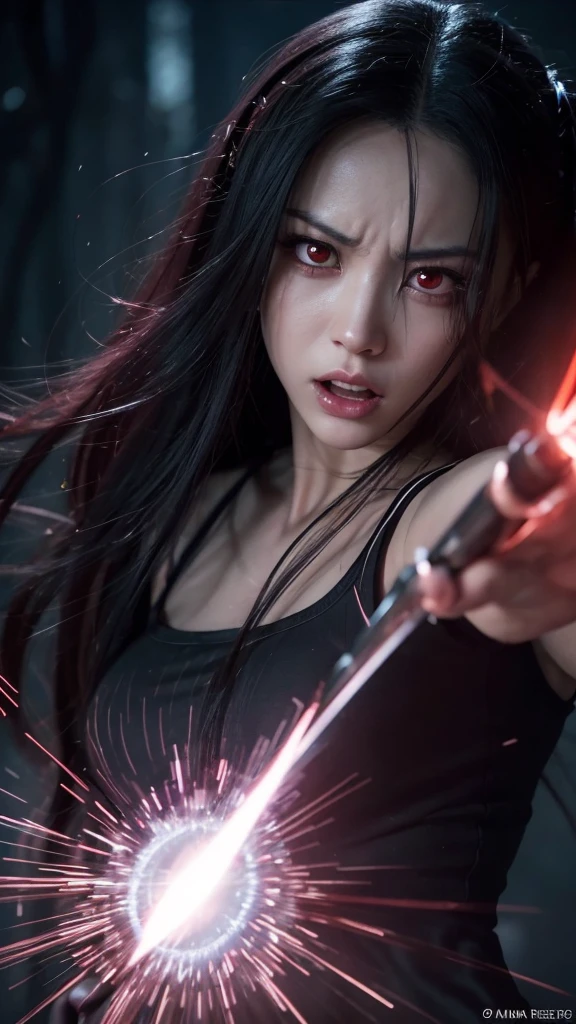 Here is a prompt in English for a live-action version of Nezuko from Demon Slayer with her face veins exposed:

---

A close-up shot of Nezuko from Demon Slayer in her demon form, with her face veins prominently visible. The scene is intense and dramatic, capturing the raw power and inner conflict within her. Her eyes are glowing with a fierce, demonic light, and her expression is a mix of anger and determination. The lighting should be dark and moody, emphasizing the veins and the tension in her face. Her hair is disheveled, adding to the chaotic and powerful atmosphere of the scene.

---

Feel free to adjust the details to better fit your vision!